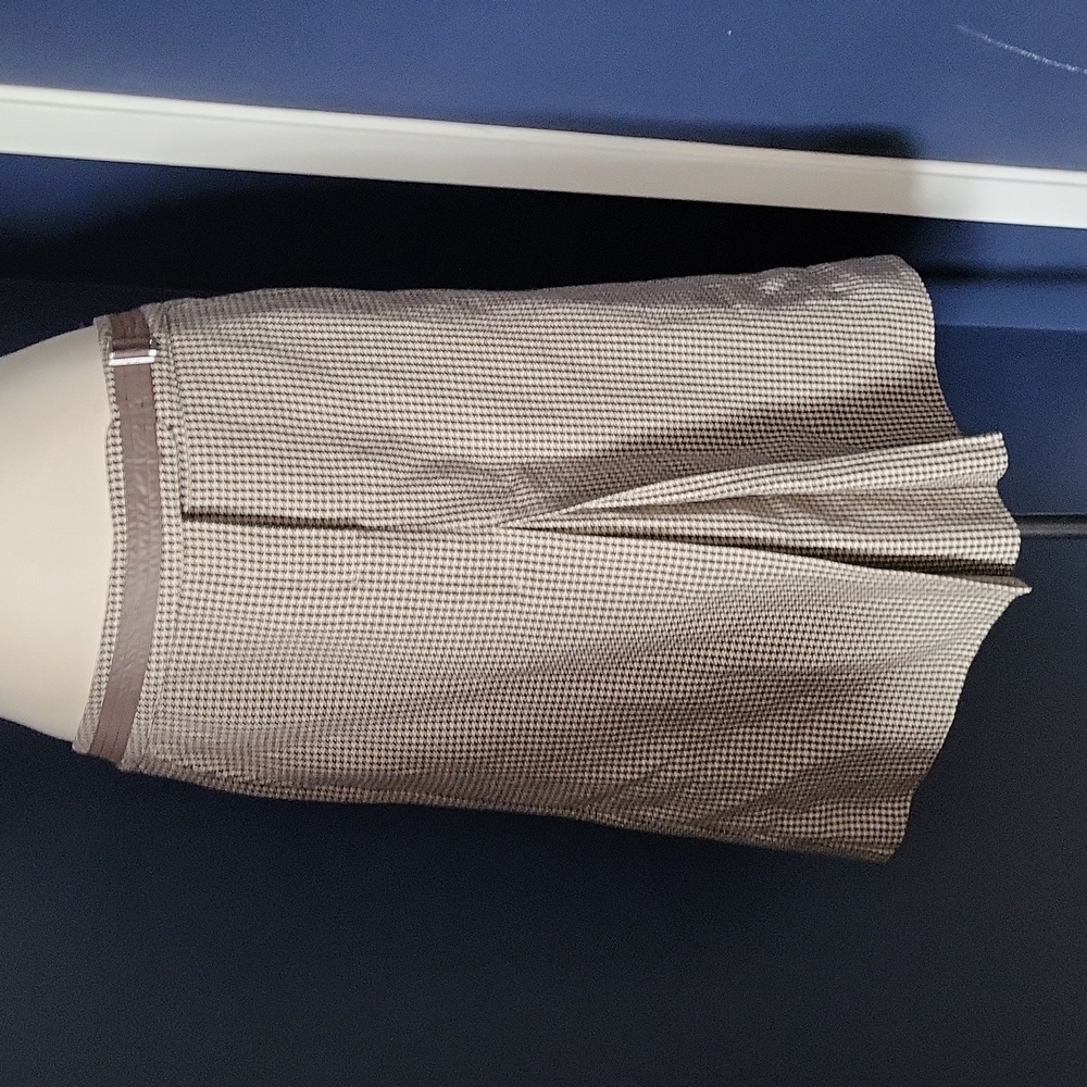 maxmara cotton linen houndstooth skirt size 11
